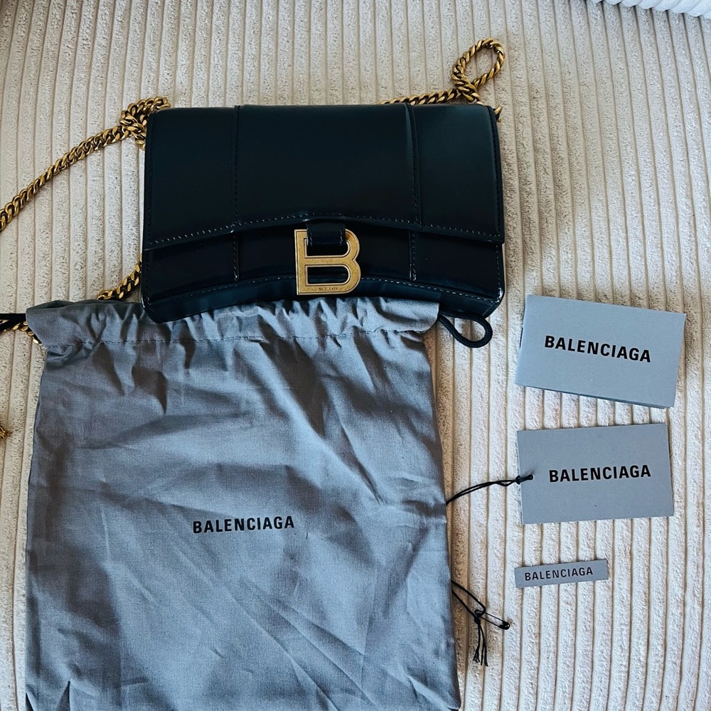 Balenciaga Black Clutch Textured Leather